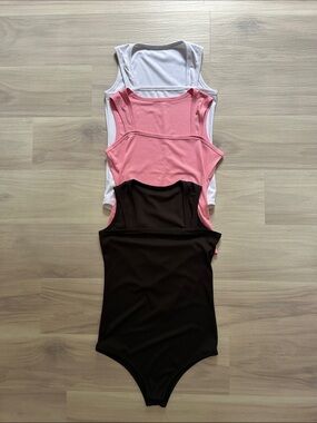 Classic Scoop Neck Bodysuit Pack — White, Pink & Black